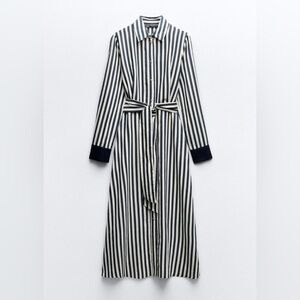 Zara Striped Midi Shirtdress, Size Small, Like New